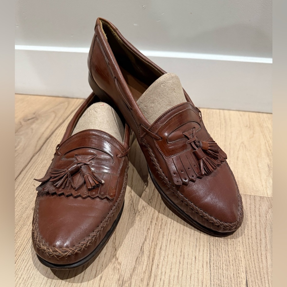 Men’s Johnston & Murphy Made In Italy Tan Kiltie Tassel Loafers Size 12M